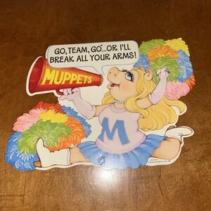 VINTAGE 1980 HALLMARK MUPPET POSTER DIE‎ CUT HENSON CARD MISS PIGGY CHEERLEADER
